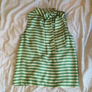 Anthropologie silk striped shirt with tie